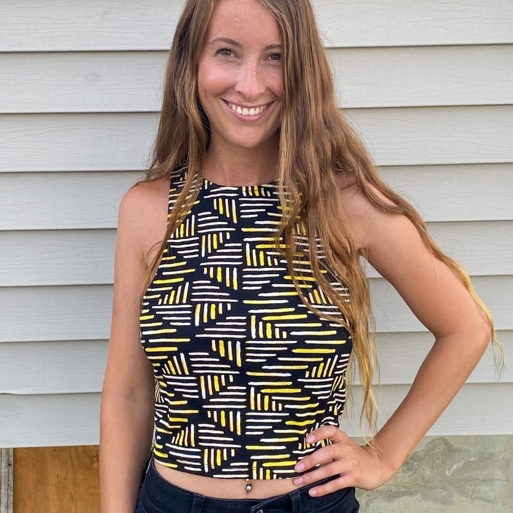 Beautiful black and yellow crop top from top shop